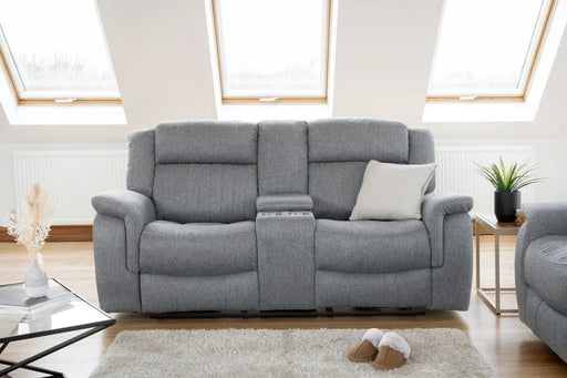 Langham Electric Recliner Fabric Sofa – Grey 2 Seater | Modern Comfort - Luminex FurnitureSofaslinden_electric_recliner_grey_2_seater