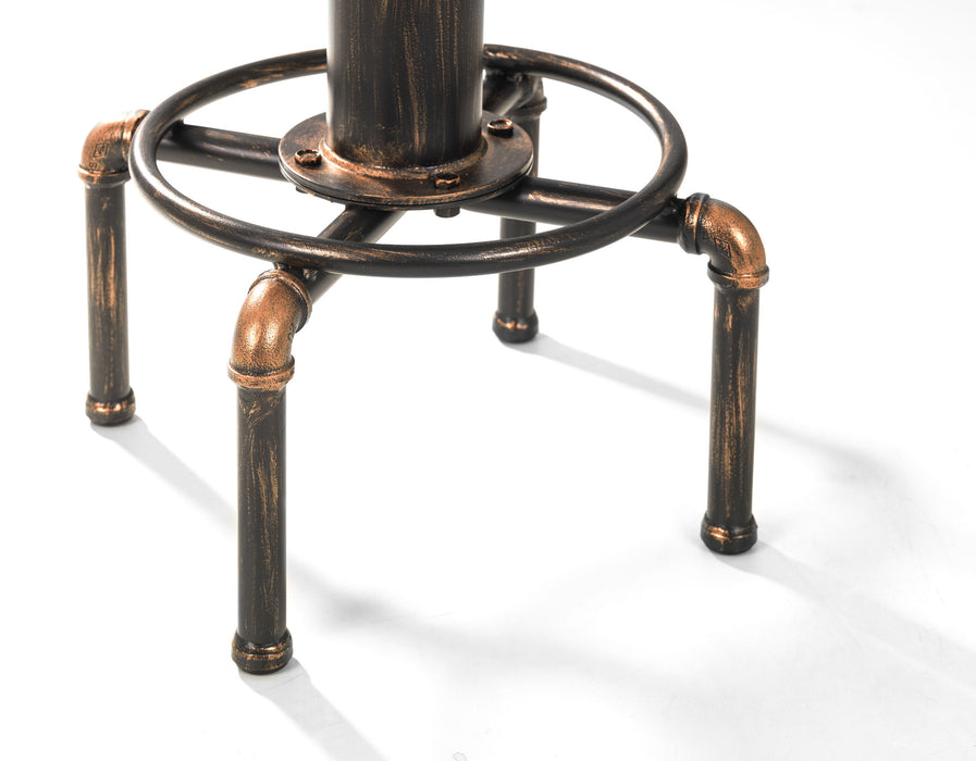 Roland Industrial Bar Table & 2 Stools – Vintage Copper & Elm Set - Luminex Furniture