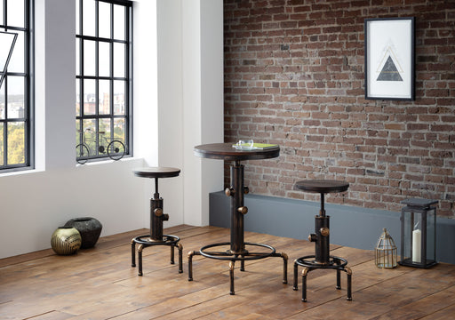 Roland Industrial Bar Table & 2 Stools – Vintage Copper & Elm Set - Luminex Furniture