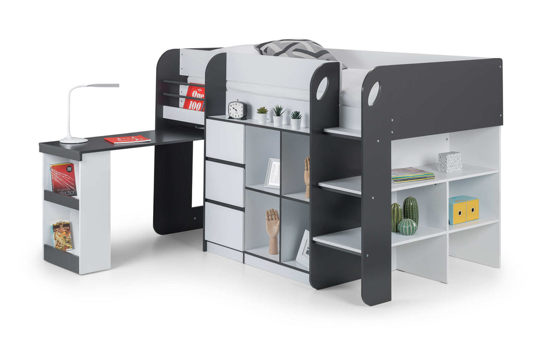 Stratford Mid Sleeper Bed with Storage – Black & White