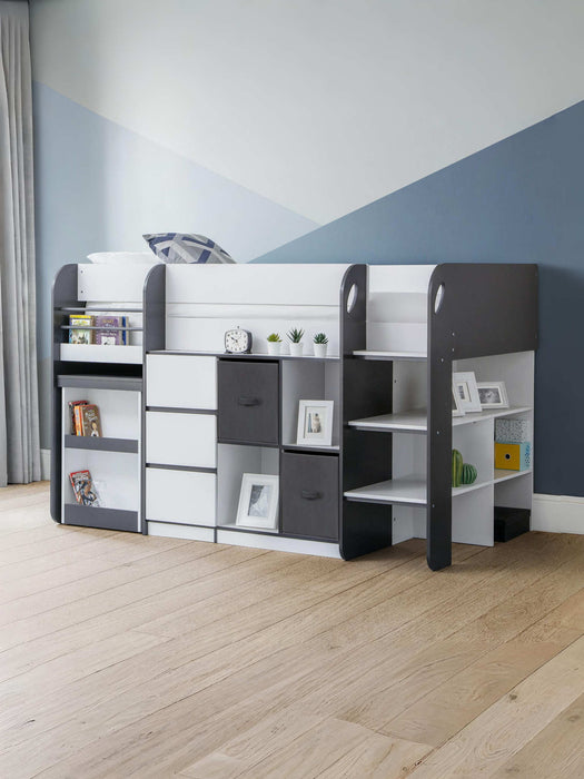 Stratford Mid Sleeper Bed with Storage – Black & White