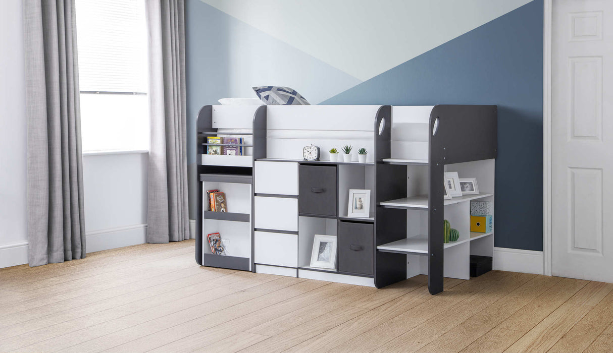 Stratford Mid Sleeper Bed with Storage – Black & White