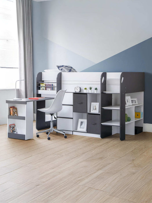 Stratford Mid Sleeper Bed with Storage – Black & White