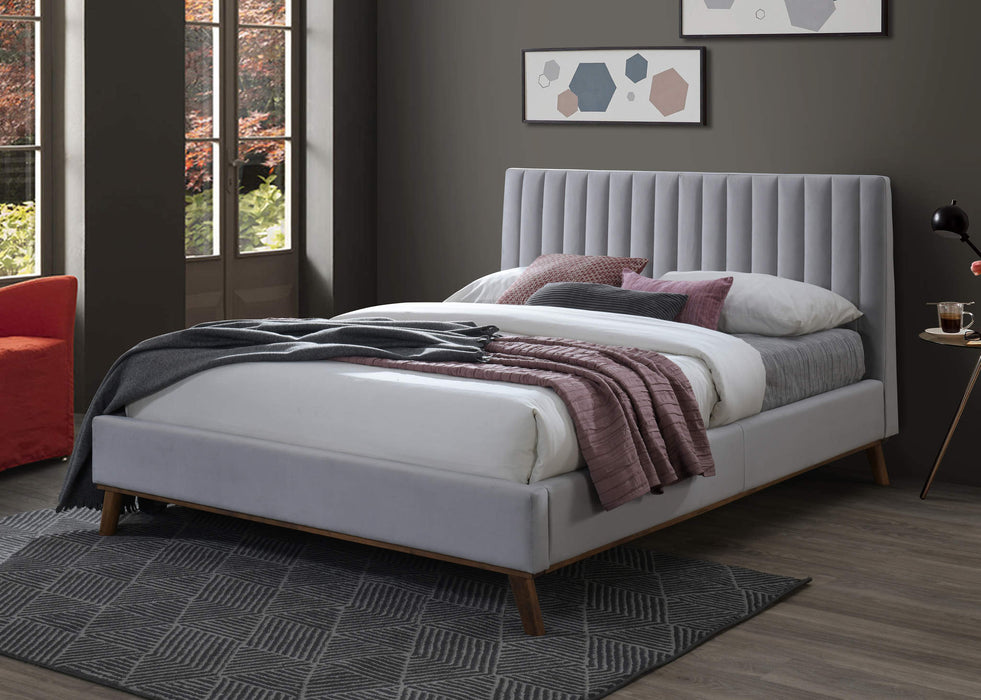 Albany Light Grey Velvet Bed - Luminex FurnitureBedALBA46LGREY