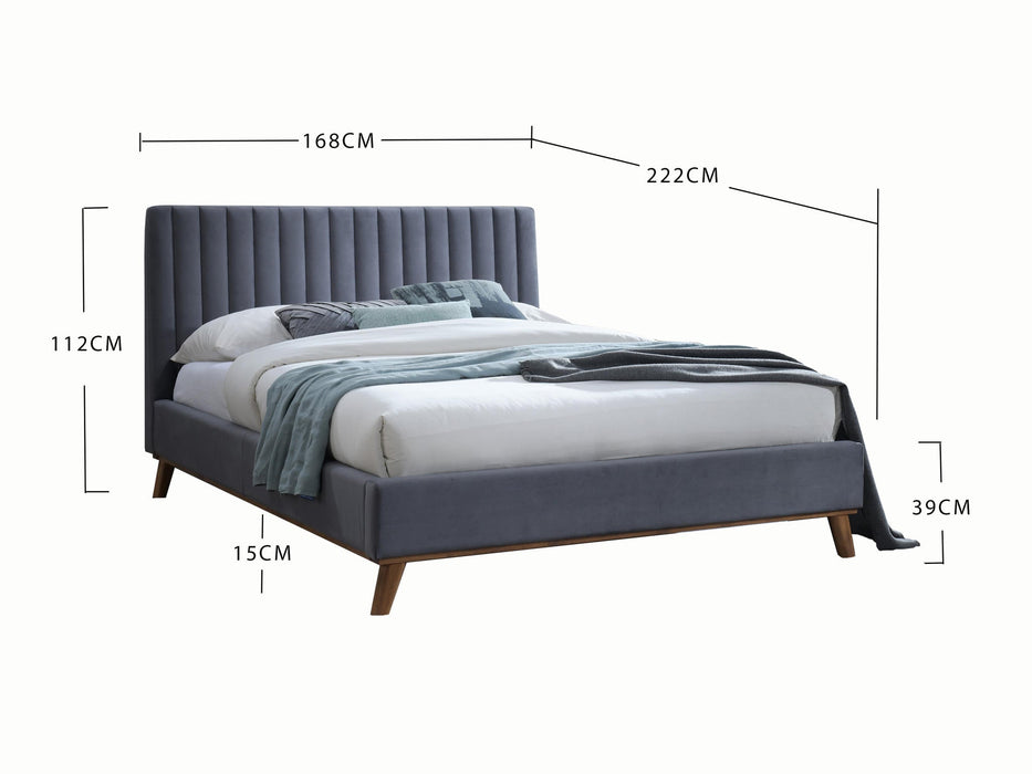 Albany Light Grey Velvet Bed - Luminex FurnitureBedALBA46LGREY