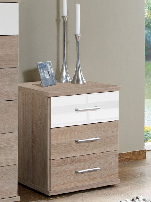 Aldwych 3 - Drawer Bedside – White Gloss & Oak Effect - LuminexFurnitureBedside Table2971