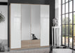 Aldwych 4 - Door Wardrobe with Drawers – White Gloss & Oak Effect - LuminexFurnitureWardrobe4968