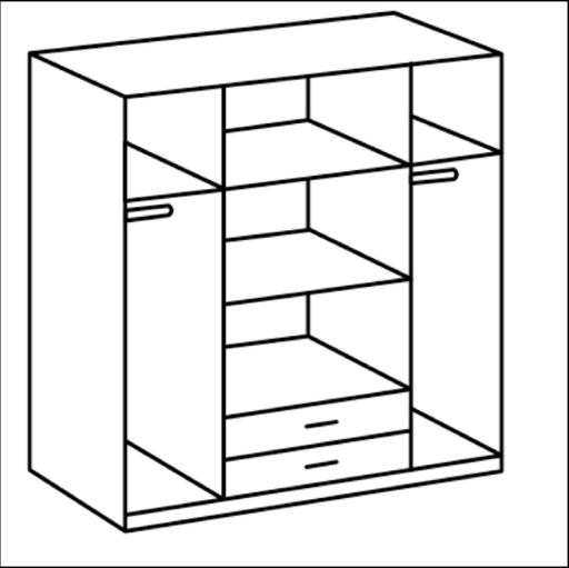 Aldwych 4 - Door Wardrobe with Drawers – White Gloss & Oak Effect - LuminexFurnitureWardrobe4968