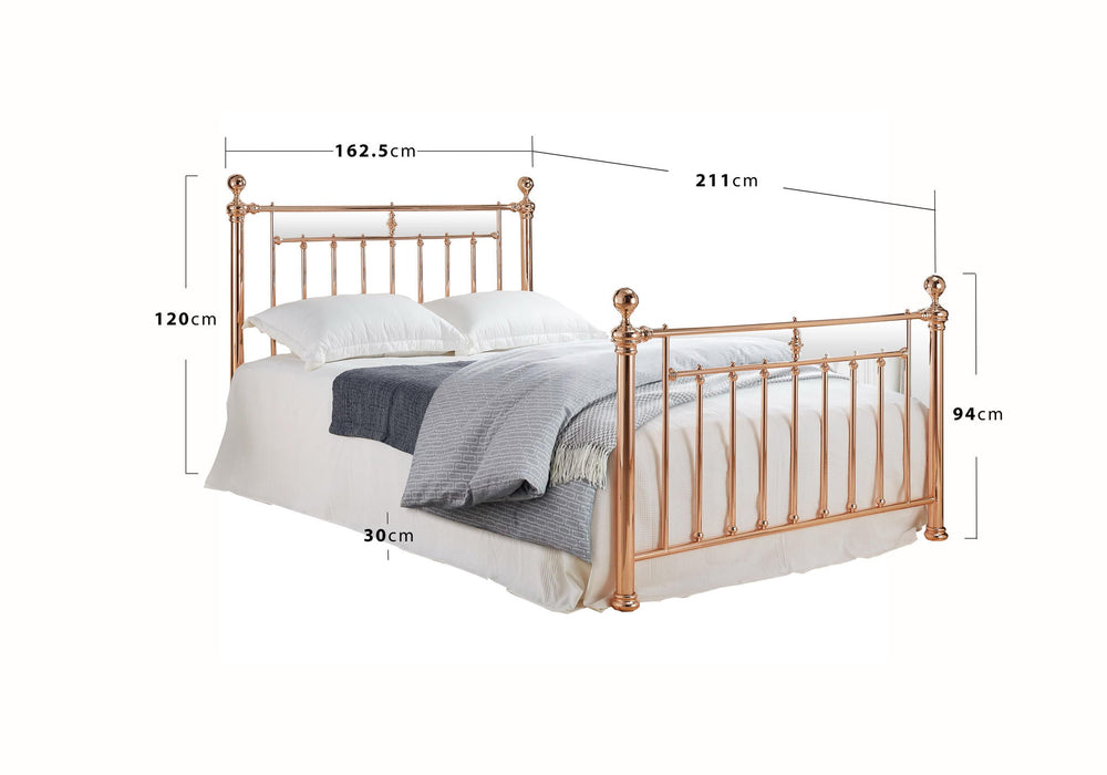 Alexander Rose Gold Metal Bed - Luminex FurnitureBedALEX46ROSE