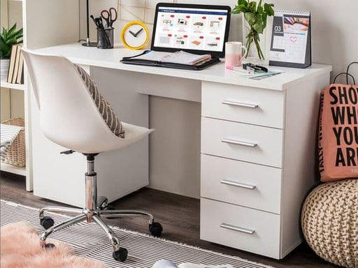 Alvara Matt White Desk with 4 Drawers - Luminex FurnitureDesk3038
