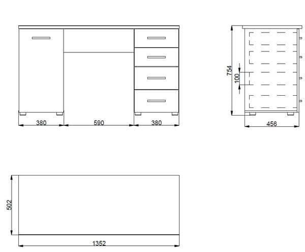 Alvara Matt White Desk with 4 Drawers - Luminex FurnitureDesk3038