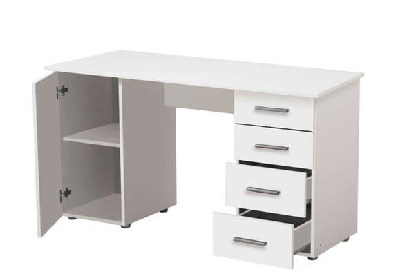 Alvara Matt White Desk with 4 Drawers - Luminex FurnitureDesk3038