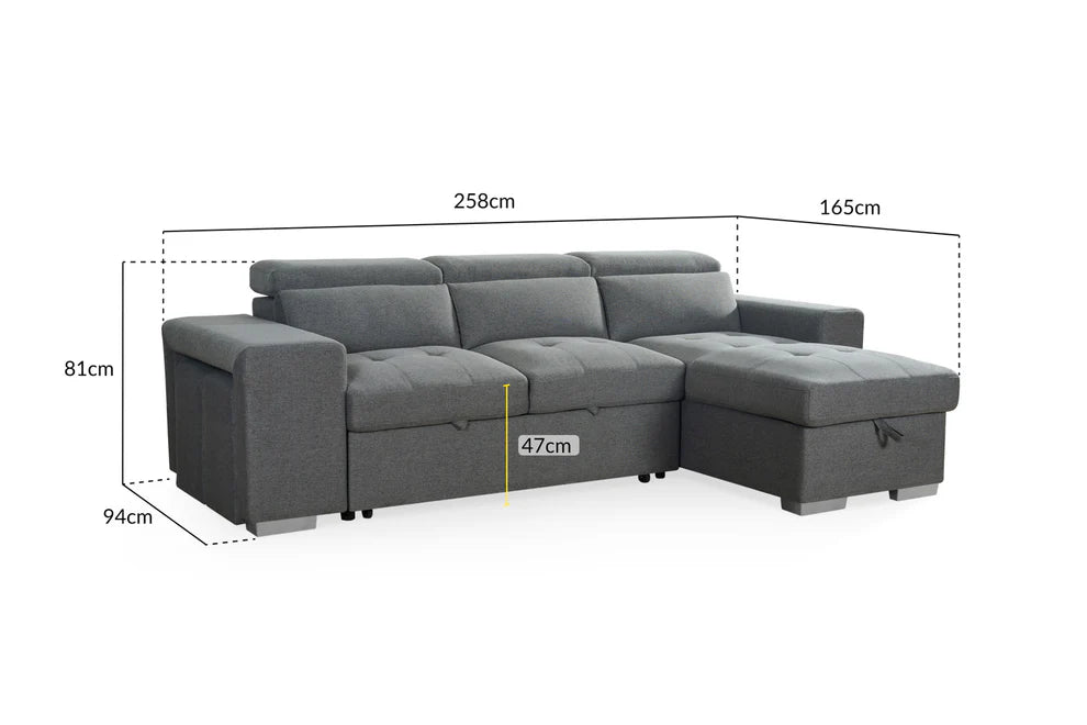 Ambrosia Grey Universal Corner Sofa Bed with Storage - Luminex FurnitureSofasartemis_grey_universal