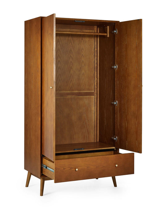 Amelie 2 Door 1 Drawer Wardrobe – Retro Cherry Ash - Luminex FurnitureWardrobeLOW055