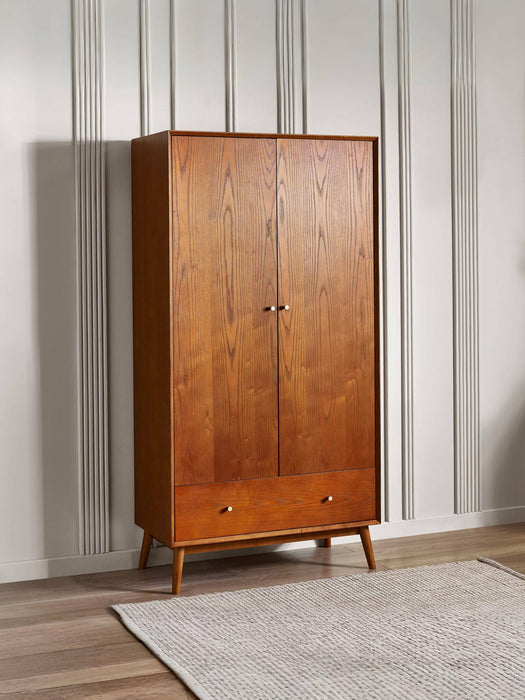 Amelie 2 Door 1 Drawer Wardrobe – Retro Cherry Ash - Luminex FurnitureWardrobeLOW055