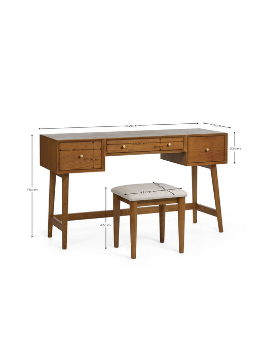 Amelie Dressing Table & Stool Set | Retro Cherry Ash - Luminex FurnitureDressing TableLOW054