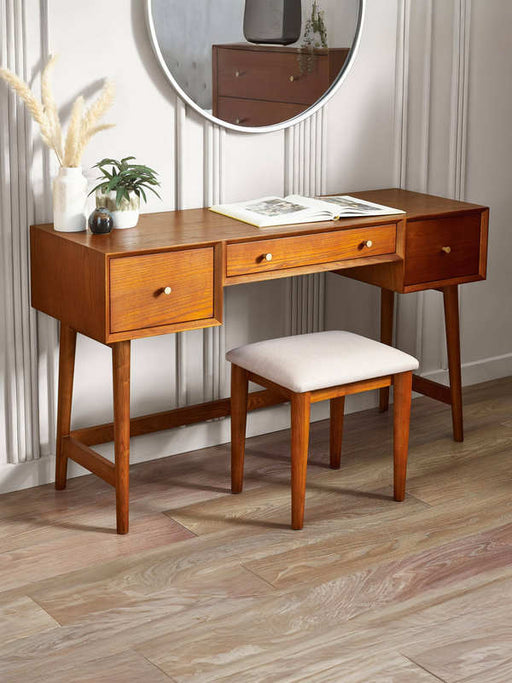 Amelie Dressing Table & Stool Set | Retro Cherry Ash - Luminex FurnitureDressing TableLOW054