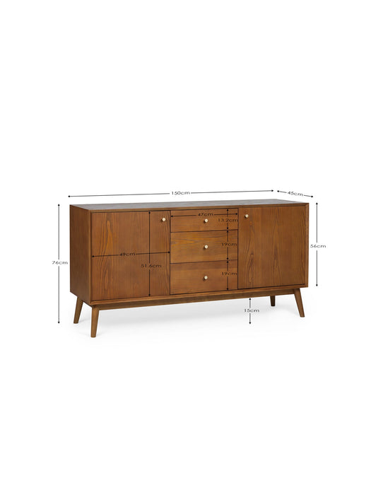 Amelie Large Sideboard – Cherry Ash & Retro Design - Luminex FurnitureSideboardLOW008
