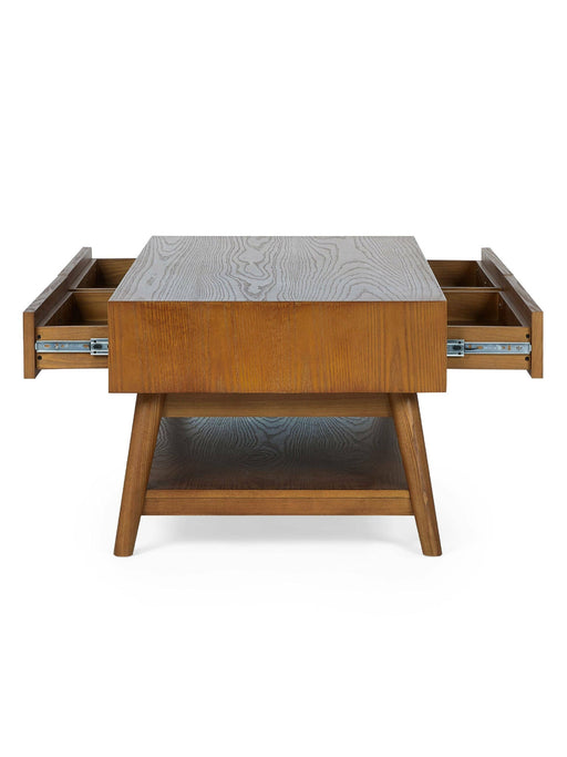 Amelie Retro Coffee Table – Cherry Ash with Drawers - Luminex FurnitureCoffee TableLOW005