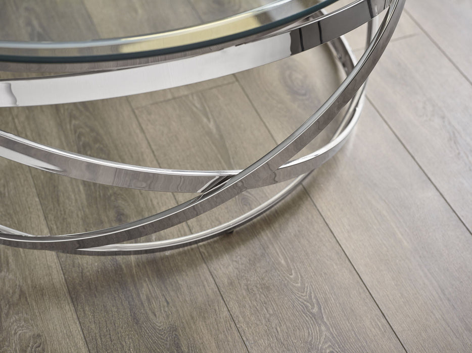 Anara Glass & Swirl Metal Coffee Table - Luminex FurnitureCoffee TableVIE001