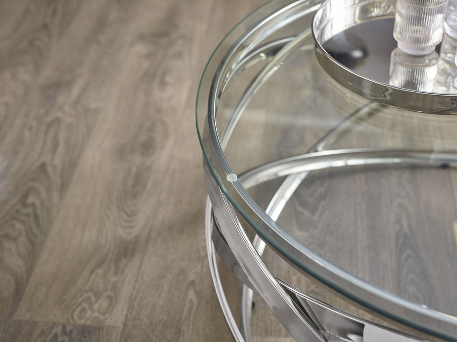 Anara Glass & Swirl Metal Coffee Table - Luminex FurnitureCoffee TableVIE001