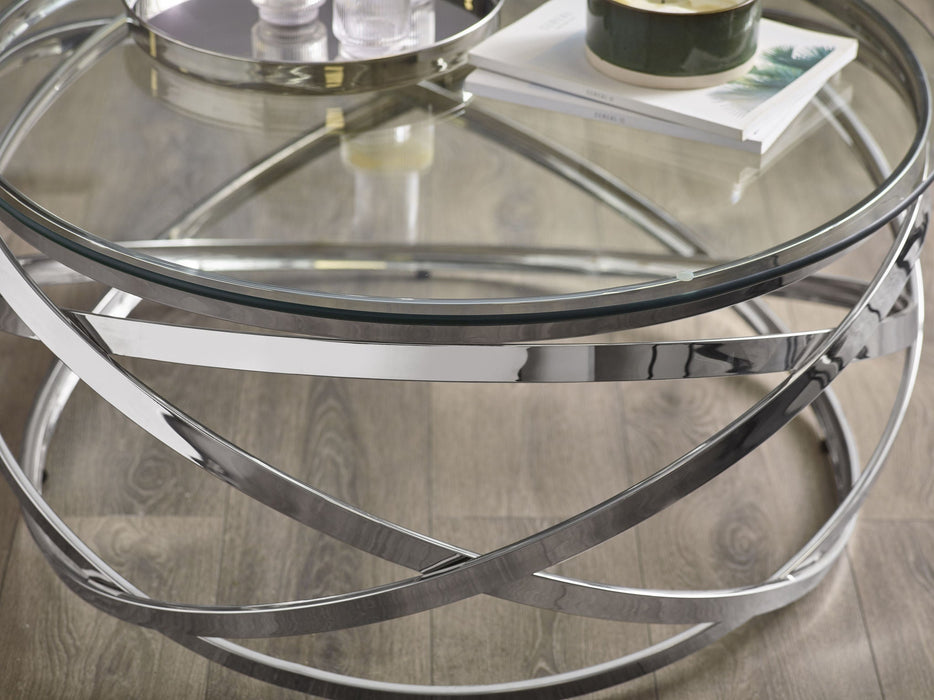 Anara Glass & Swirl Metal Coffee Table - Luminex FurnitureCoffee TableVIE001