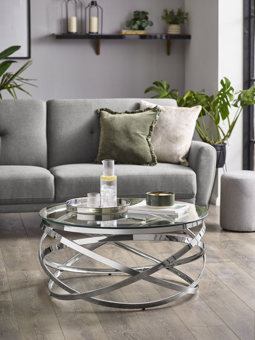 Anara Glass & Swirl Metal Coffee Table - Luminex FurnitureCoffee TableVIE001