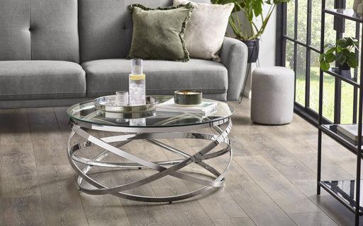 Anara Glass & Swirl Metal Coffee Table - Luminex FurnitureCoffee TableVIE001
