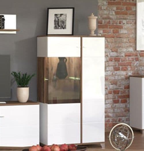Ardella High Gloss & Oak Effect Low Display Cabinet - LuminexFurnitureDrinks Cabinet, Living, Dining3448