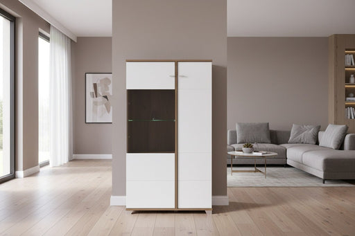 Ardella High Gloss & Oak Effect Low Display Cabinet - Luminex FurnitureDrinks Cabinet, Living, Dining3448