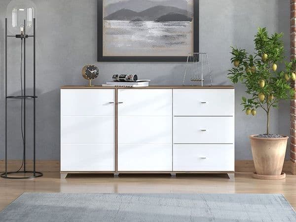 Ardella High Gloss & Oak Effect Sideboard - LuminexFurnitureSideboard3442