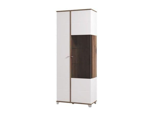 Ardella High Gloss & Oak Effect Tall Display Cabinet - LuminexFurnitureDrinks Cabinet, Living, Dining3441