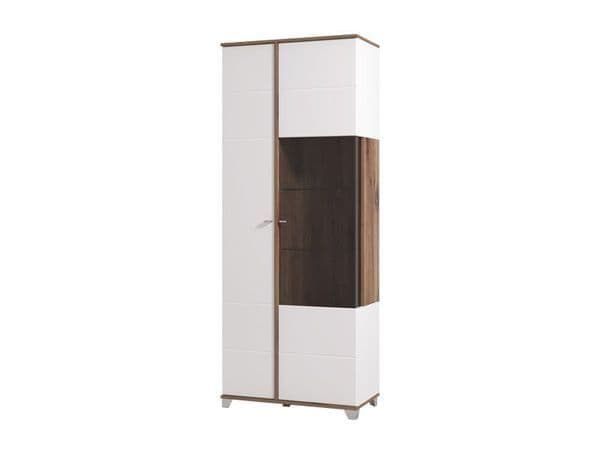 Ardella High Gloss & Oak Effect Tall Display Cabinet - LuminexFurnitureDrinks Cabinet, Living, Dining3441