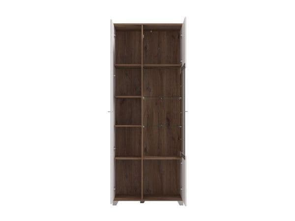 Ardella High Gloss & Oak Effect Tall Display Cabinet - LuminexFurnitureDrinks Cabinet, Living, Dining3441