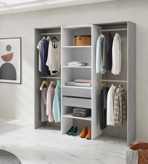 Ardenza Concrete Grey & White Open Door Wardrobe - Luminex FurnitureWardrobe3200