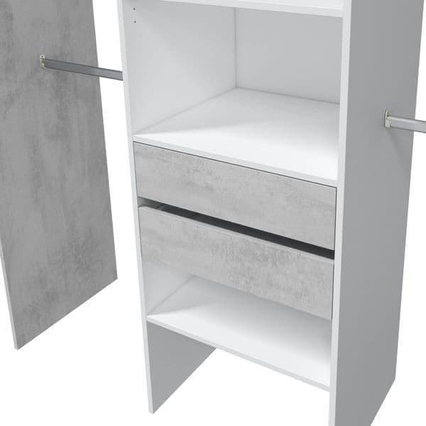 Ardenza Concrete Grey & White Open Door Wardrobe - Luminex FurnitureWardrobe3200