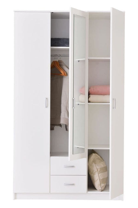Arlen 3 - Door Wardrobe – White with Mirrored Centre - LuminexFurnitureWardrobe3047