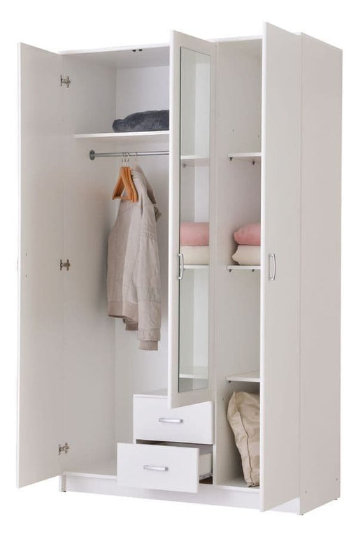 Arlen 3 - Door Wardrobe – White with Mirrored Centre - LuminexFurnitureWardrobe3047