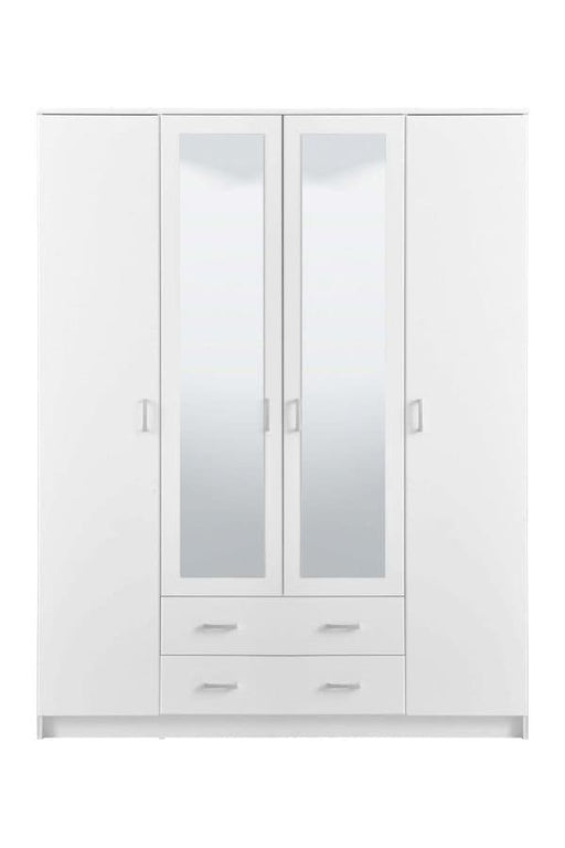 Arlen White & Mirrored 4 - Door Wardrobe - Luminex FurnitureWardrobe3048