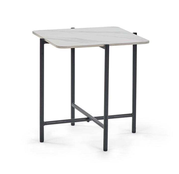 Arya Square Lamp Table – White Marble Effect - Luminex FurnitureLamp TableSIE002