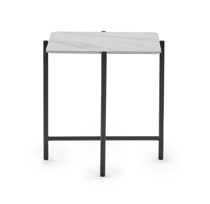 Arya Square Lamp Table – White Marble Effect - Luminex FurnitureLamp TableSIE002