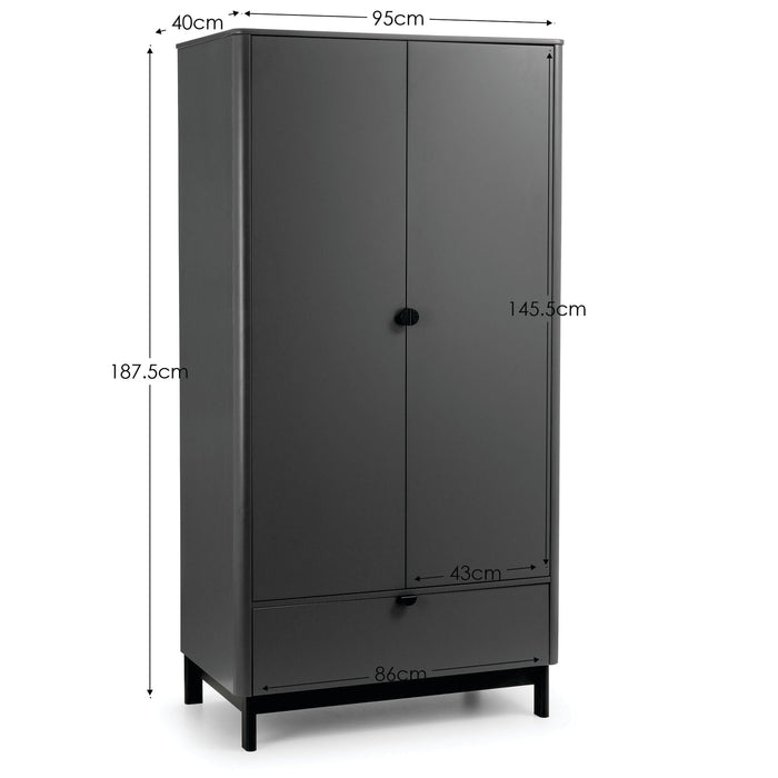 Ashmere 2 Door 1 Drawer Wardrobe in Storm Grey - Luminex FurnitureWardrobeCHL005