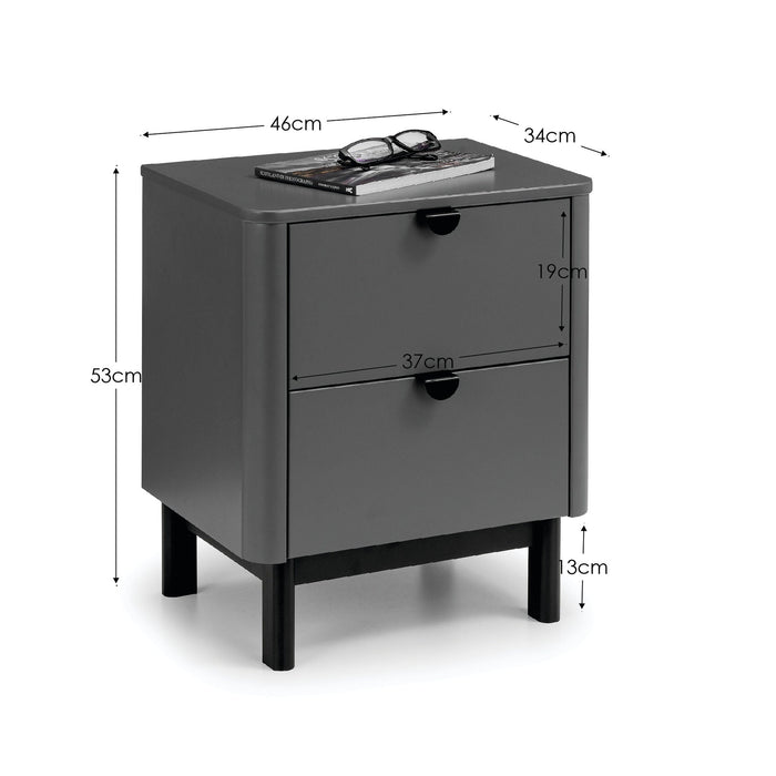 Ashmere 2 Drawer Bedside in Storm Grey - Luminex FurnitureBedside TableCHL002