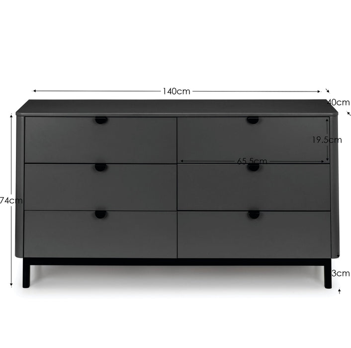 Ashmere 6 Drawer Wide Chest in Storm Grey - Luminex FurnitureChest of drawersCHL004