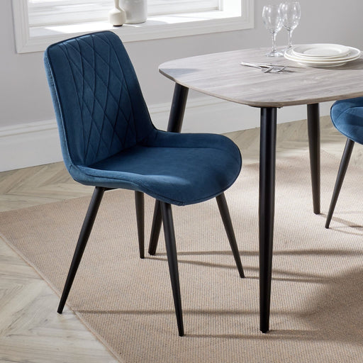 Aspen Blue Cord Dining Chair Pair – Diamond Stitch & Black Legs - LuminexFurnitureChairsASCH15 - BCF