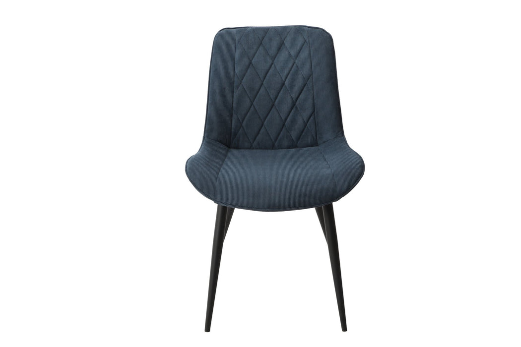 Aspen Blue Cord Dining Chair Pair – Diamond Stitch & Black Legs - LuminexFurnitureChairsASCH15 - BCF