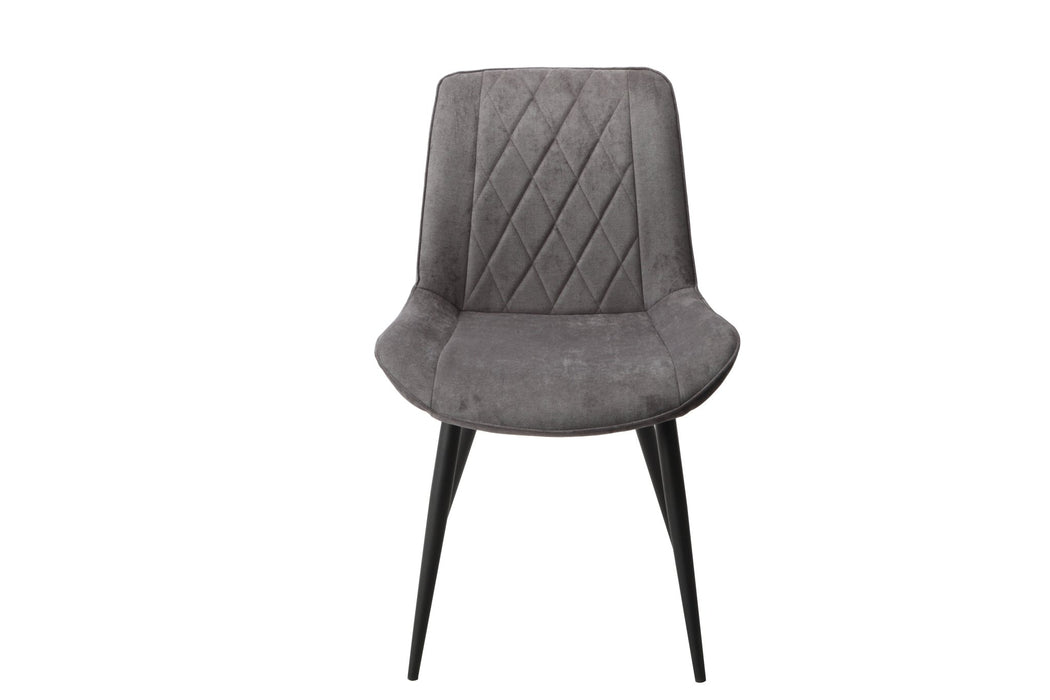 Aspen Grey Fabric Dining Chair Pair – Diamond Stitch & Black Legs - LuminexFurnitureChairsASCH15 - GF