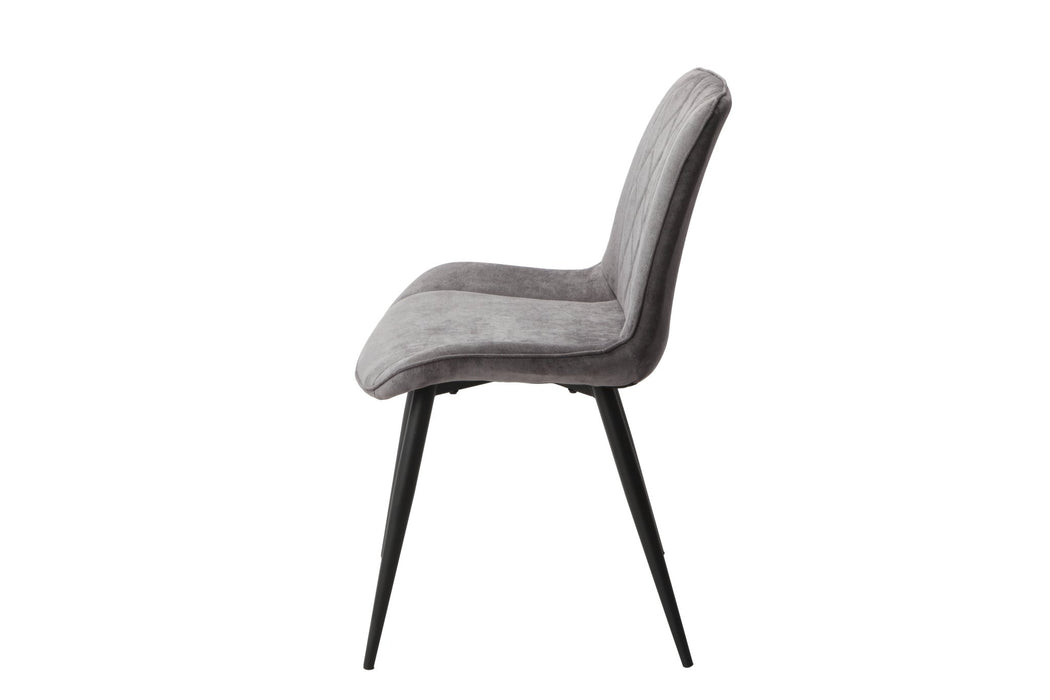 Aspen Grey Fabric Dining Chair Pair – Diamond Stitch & Black Legs - LuminexFurnitureChairsASCH15 - GF