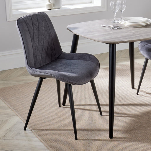 Aspen Grey Fabric Dining Chair Pair – Diamond Stitch & Black Legs - LuminexFurnitureChairsASCH15 - GF