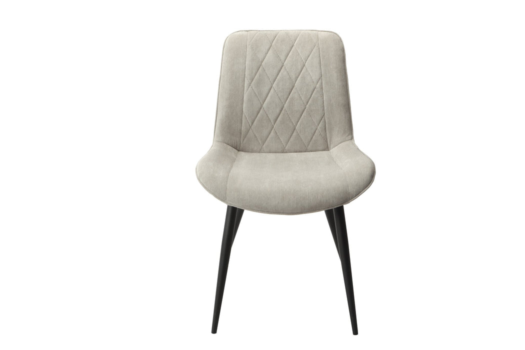 Aspen Light Grey Cord Dining Chair Pair – Diamond Stitch & Black Legs - LuminexFurnitureChairsASCH15 - LGCF